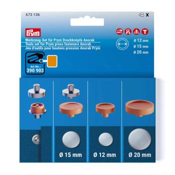 Prym Werkzeug-Set für Druckknöpfe Anorak, 12, 15 und 20 mm